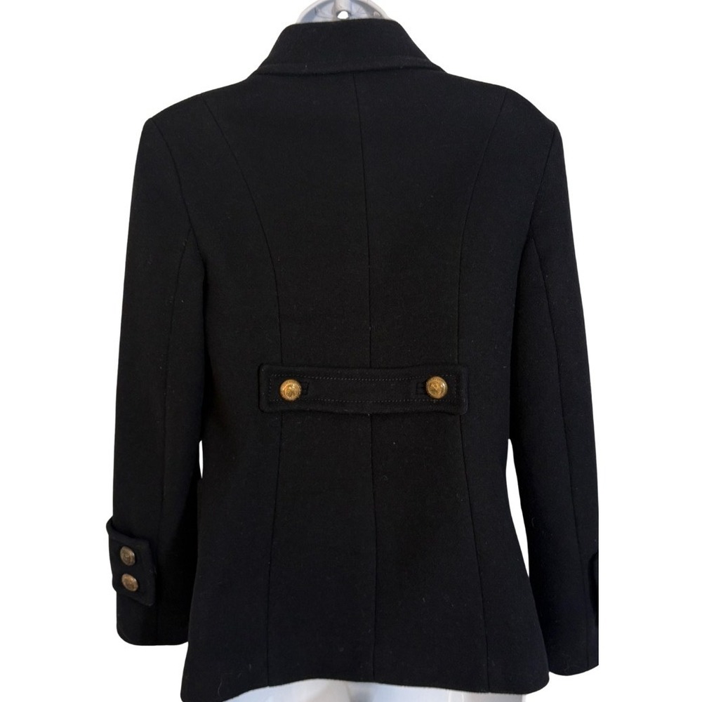 French Connection Womens Y2K Wool Peacoat Black Size 8 Old Money Gold Button - Picture 3 of 13